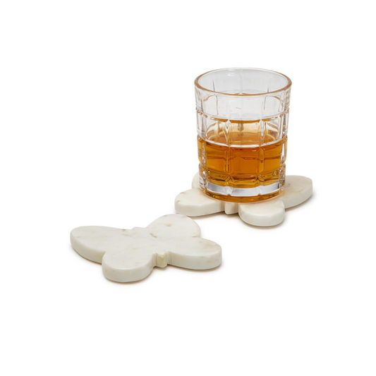 Set of 4 Butterfly Marble Coasters