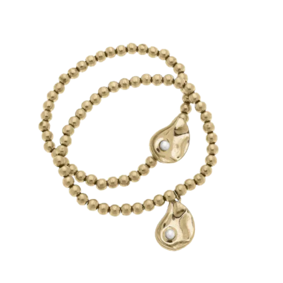 Helene Oyster & Pearl Ball Bead Bracelet Set