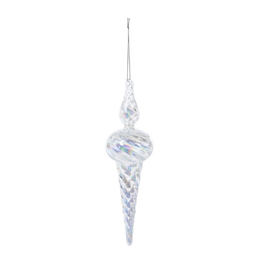 Icy Crystal Swirl Glass Finial Ornament, 9 in.