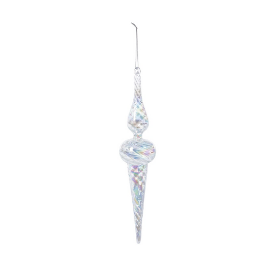 Icy Crystal Swirl Glass Finial Ornament, 13 in.