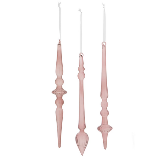 Antique Blush Glass Icicle Ornament