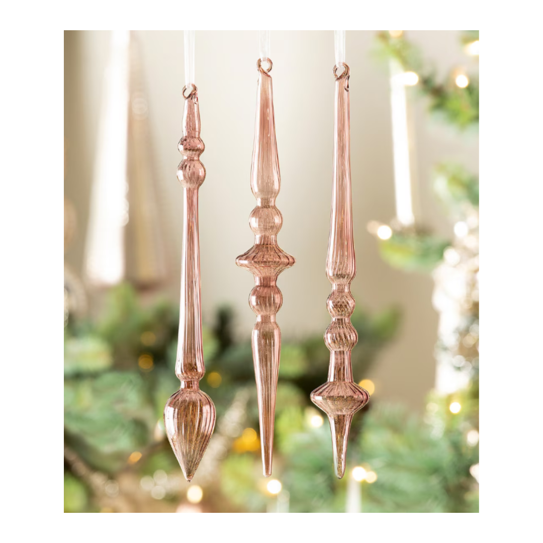 Antique Blush Glass Icicle Ornament