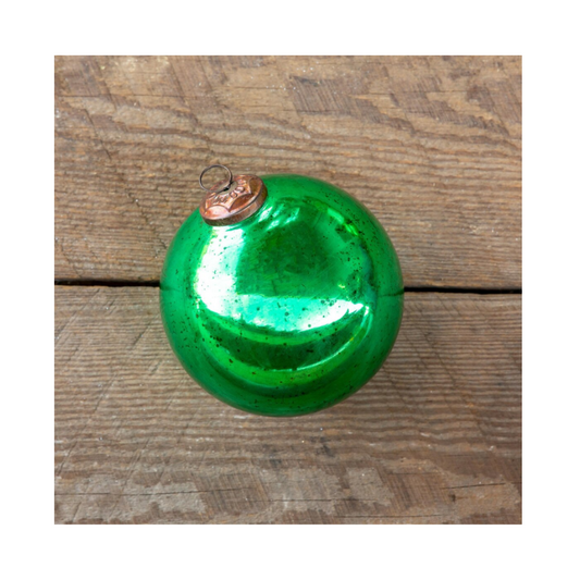 Antique Shiny Emerald Glass Ball Ornament, Extra-Large