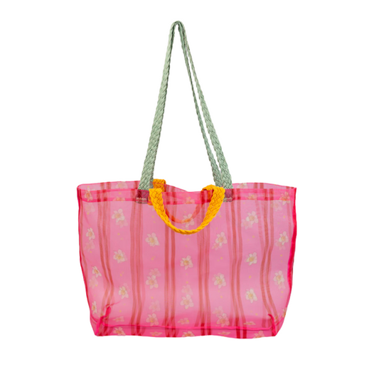 Floral Stripe Mesh Bag
