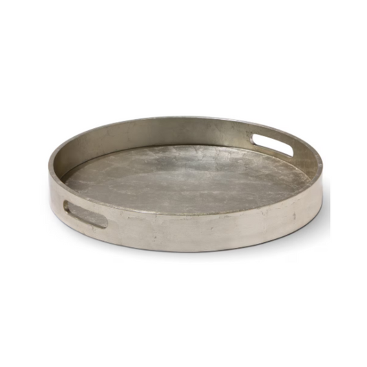 Great House Round Foiled Tray, Champagne Silver