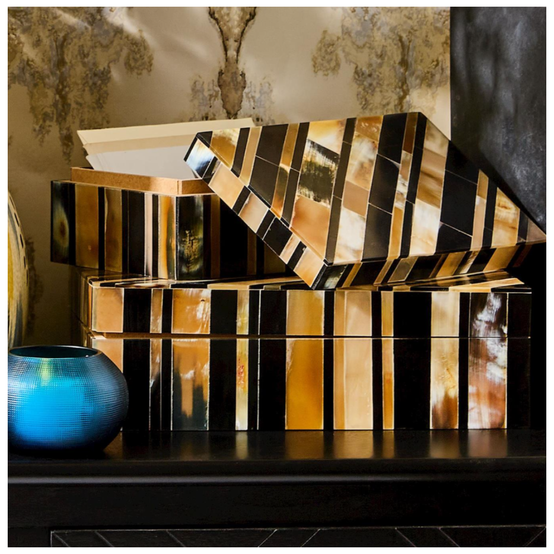 Genuine Horn Set of 2 Covered Box