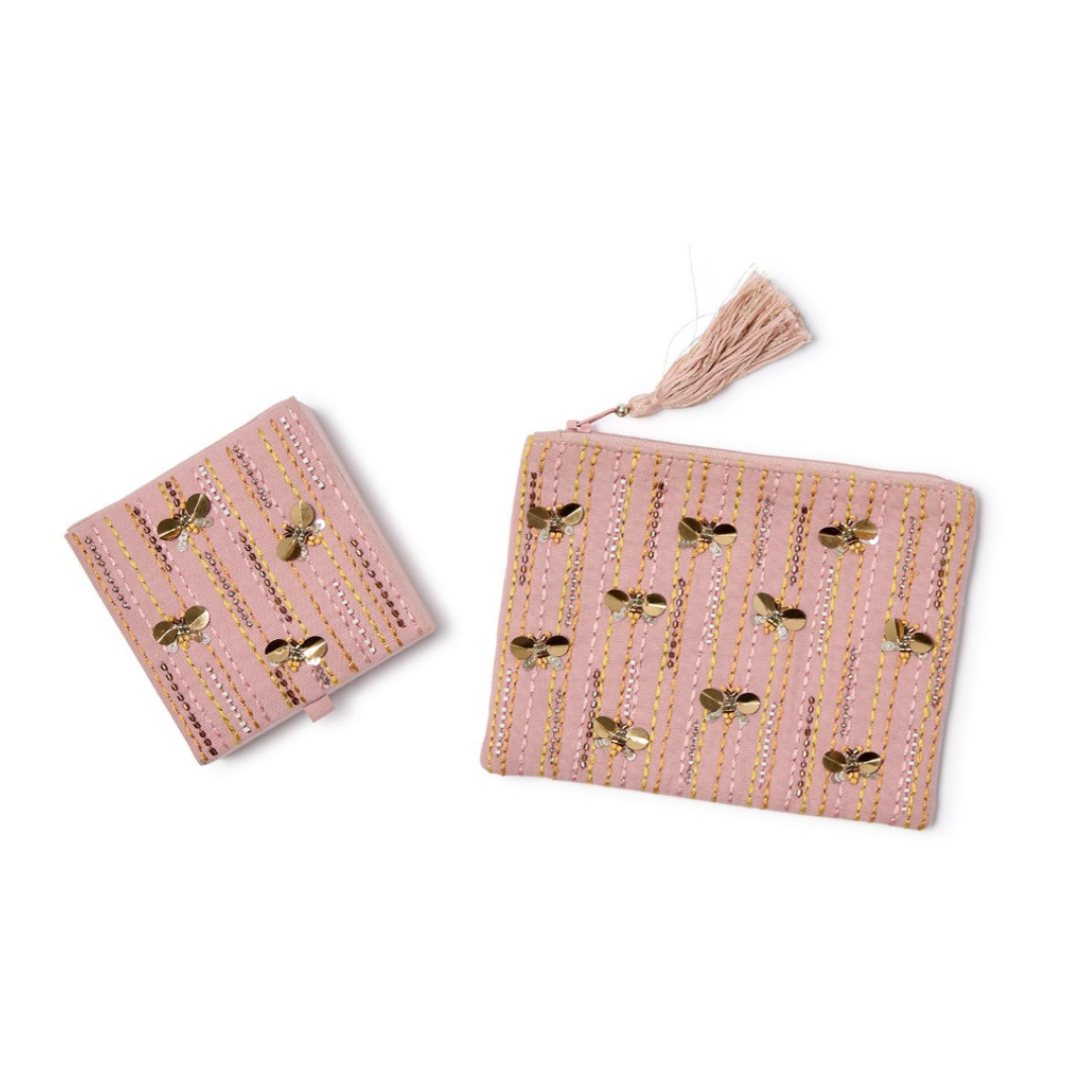 Royal Bee Embroidered and Embellished Multipurpose Pouch and Trinket Box