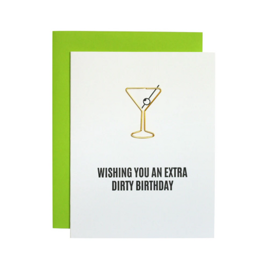 Extra Dirty Martini Birthday - Paper Clip Letterpress Card