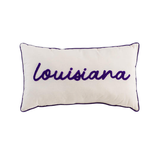 Louisiana Embroidered Pillow Soft Wht/Pur