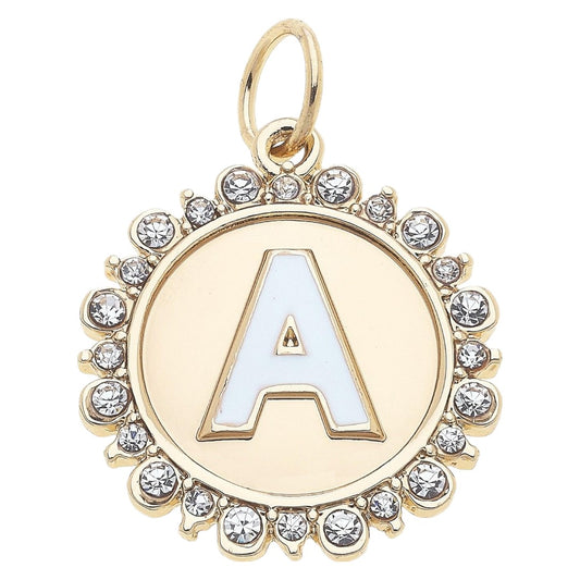 Rhinestone Letter Disc Charm