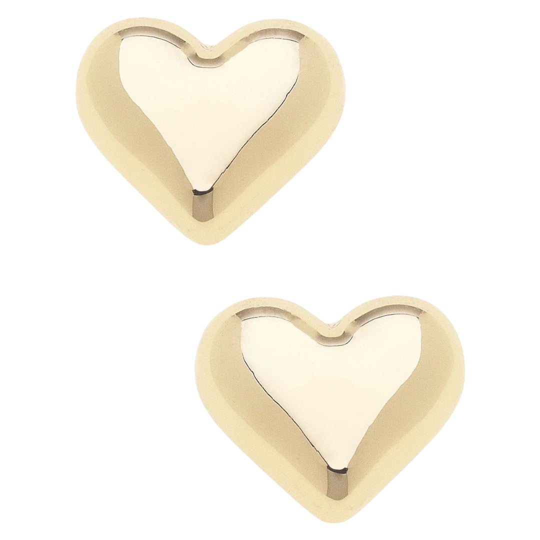 Tatum Heart Stud Earrings in Shiny Gold