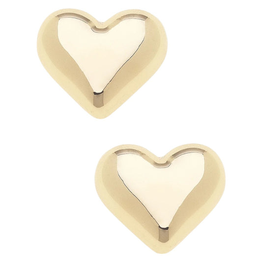 Tatum Heart Stud Earrings in Shiny Gold