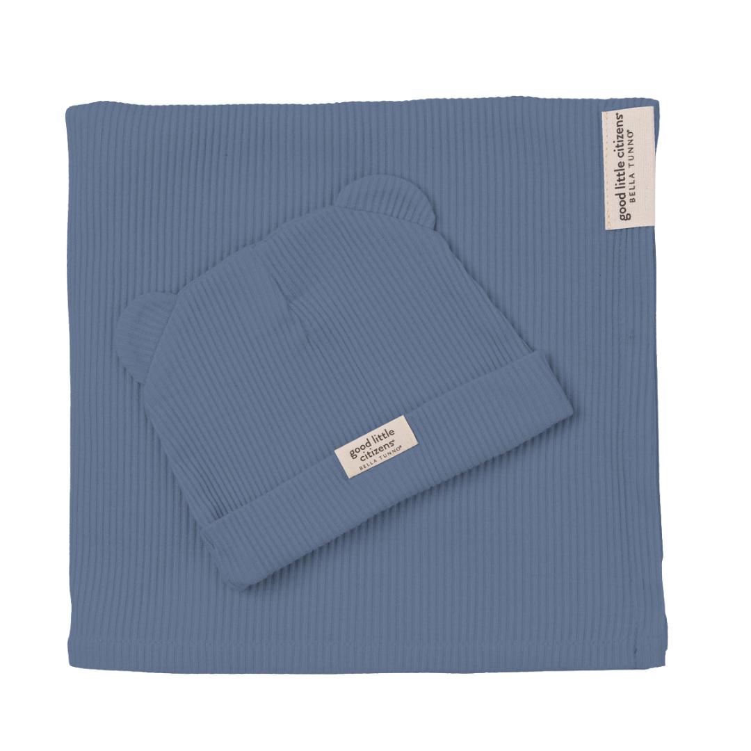 Ribbed Swaddle & Beanie Set