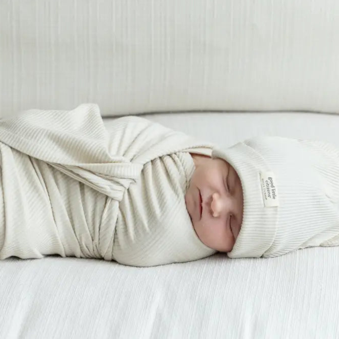 Ribbed Swaddle & Beanie Set
