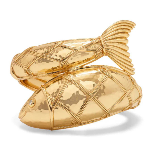 Poisson Hinged Bangle, S/M - Gold