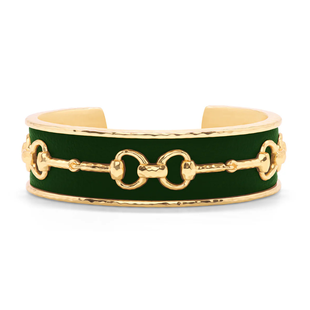 Equestrian Snaffle Bit Cuff in Forest Vegan Leather