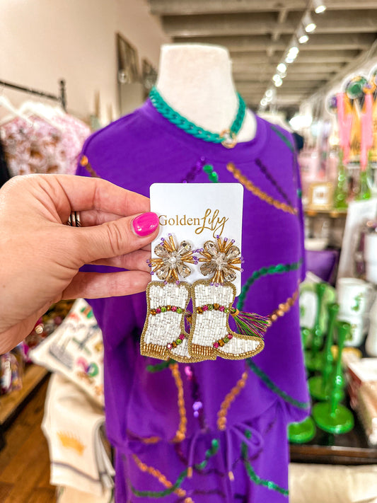 Mardi Gras Marching Boots Earrings