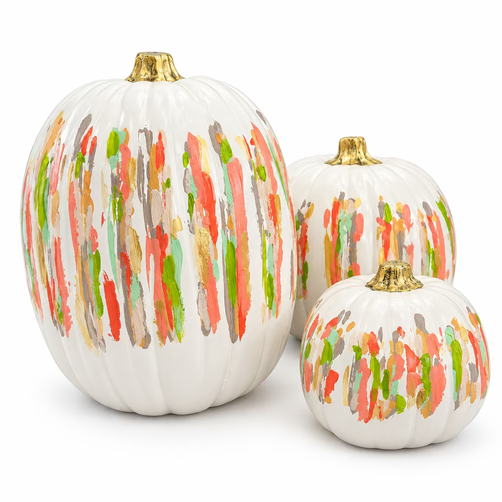 Hand Painted Pumpkins | Orange/Green