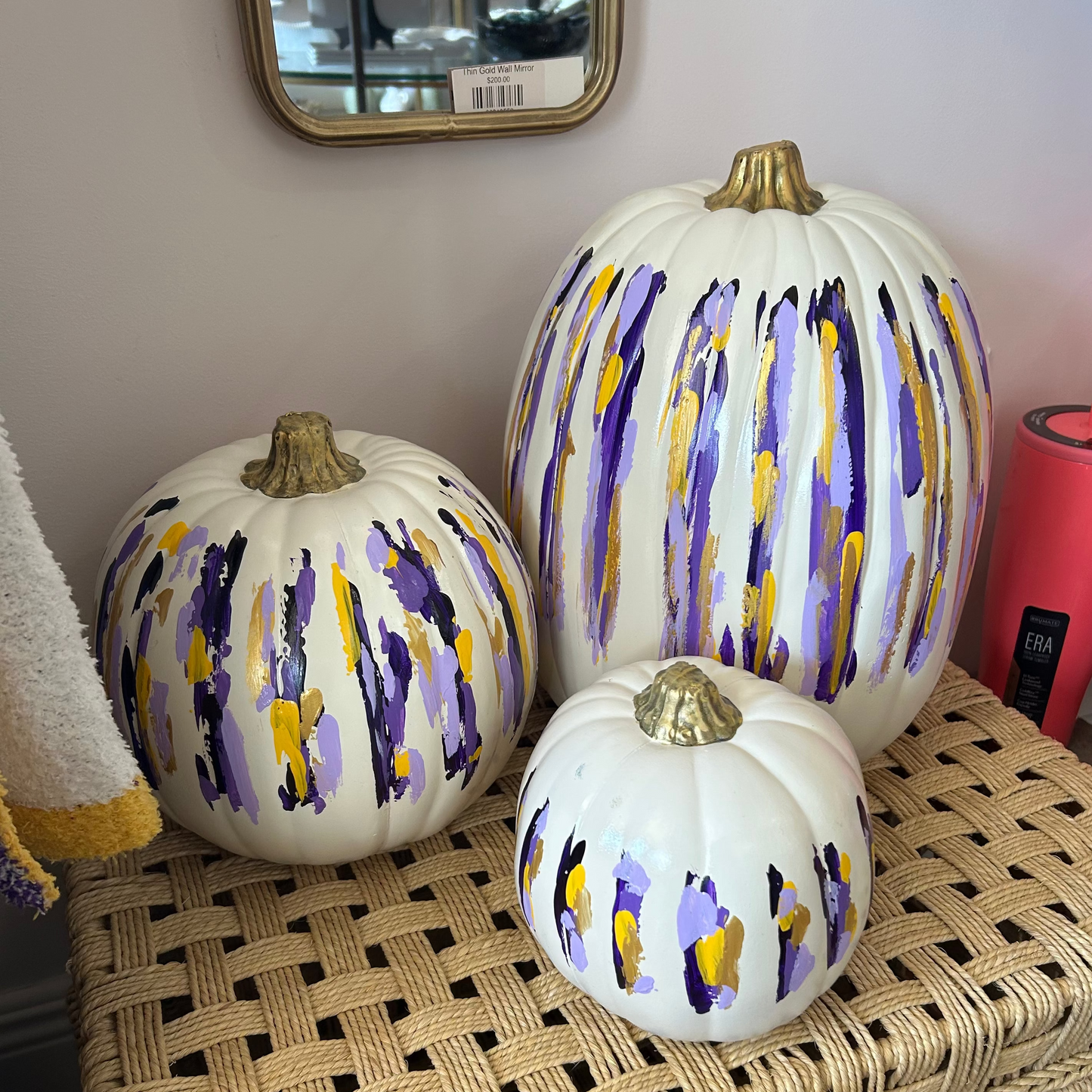 Hand Painted Pumpkins | Purple/Yellow