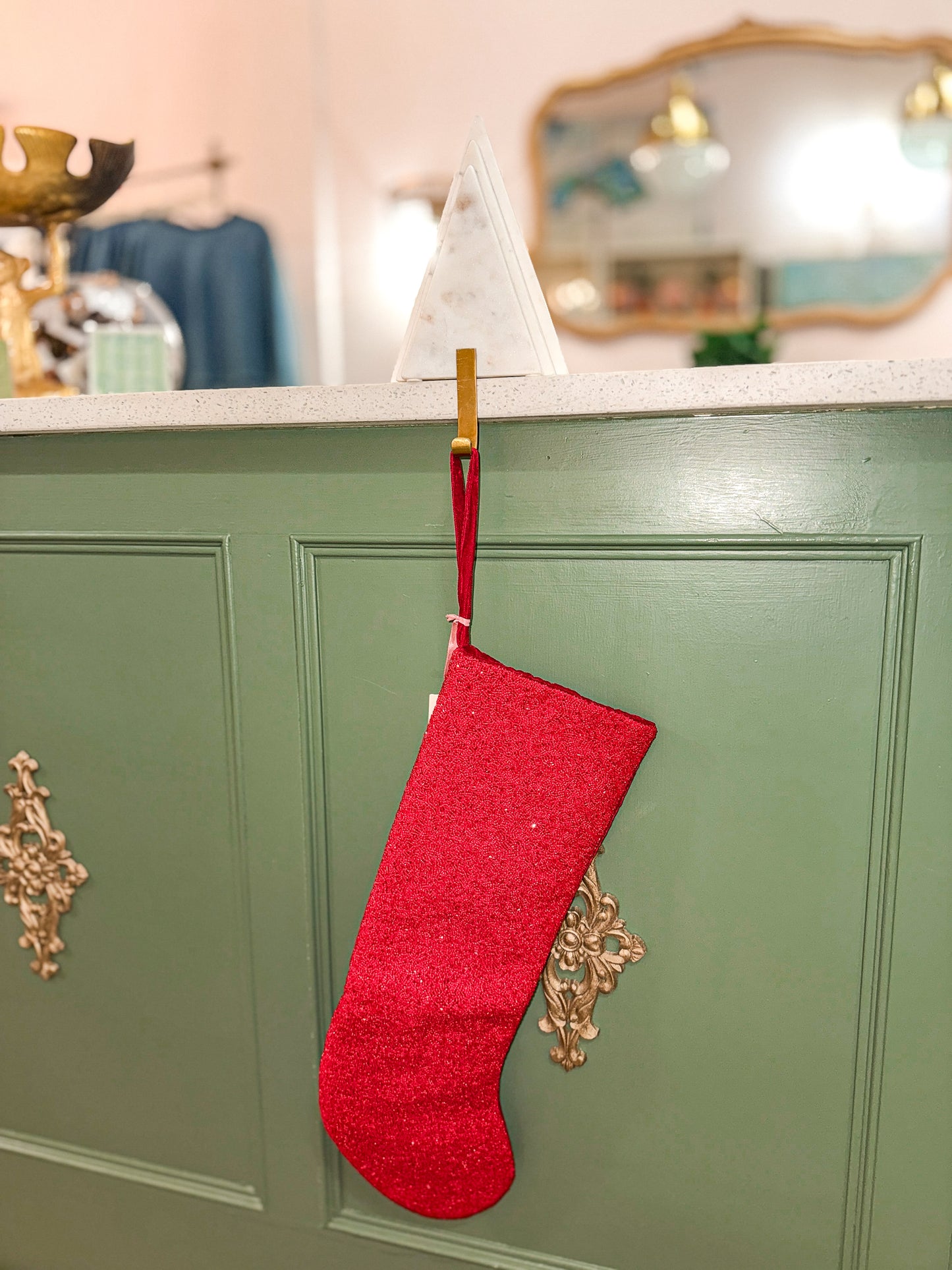 Hand Beaded Solid Stocking