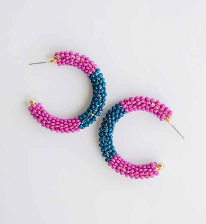 Staci Earrings - Navy/Plum