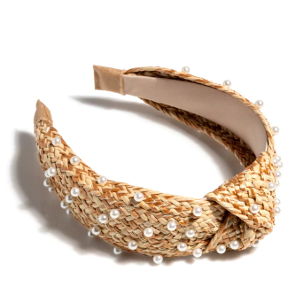 Pearl Embellished Headband, Natural