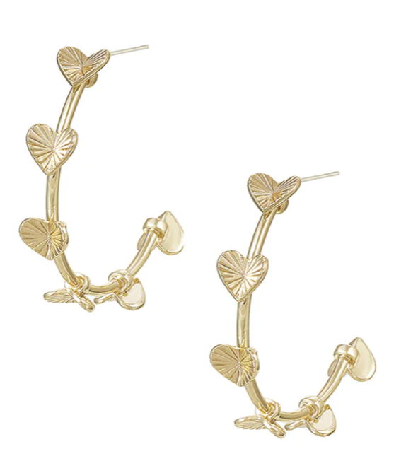 Adorned Open Heart Hoop Earrings