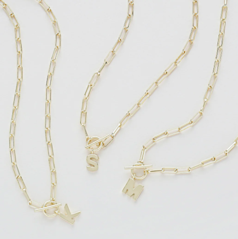 Toggle Initial Necklaces in Gold