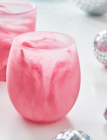 Hot Pink Stemless Resin Wine Glass