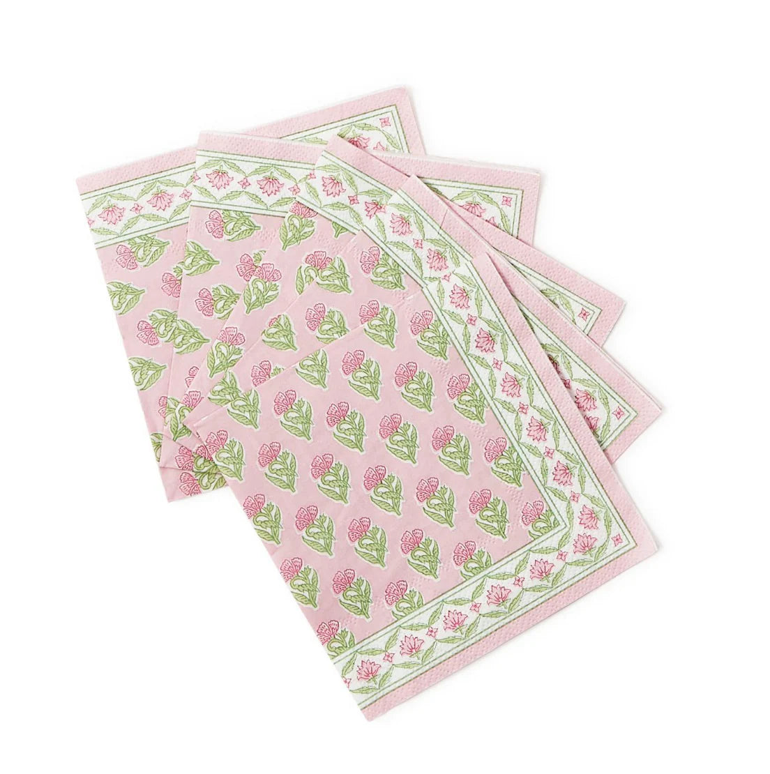 Floral Block Print 3-Ply Paper Cocktail Napkin