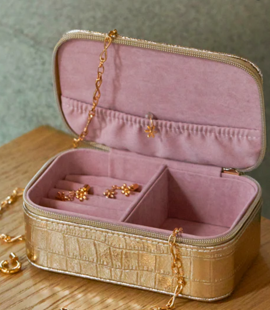 Mini Jewelry Box - Gold Croc