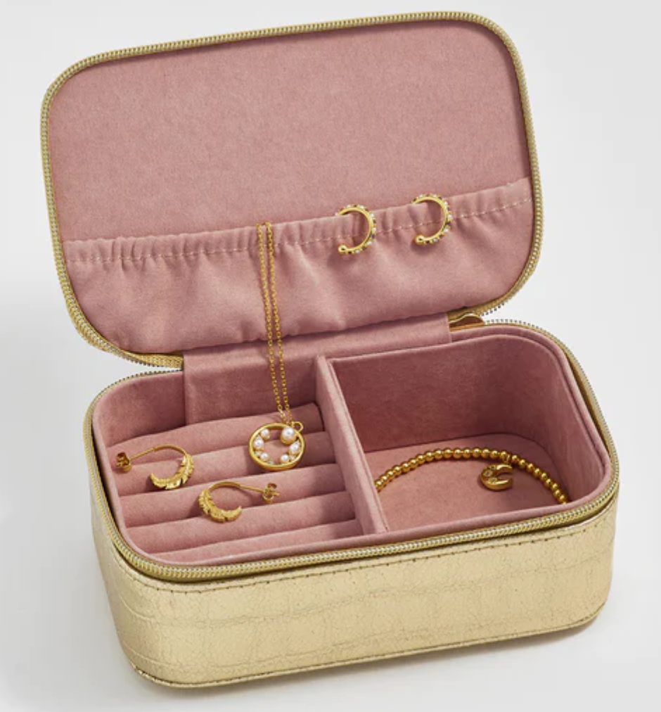 Mini Jewelry Box - Gold Croc