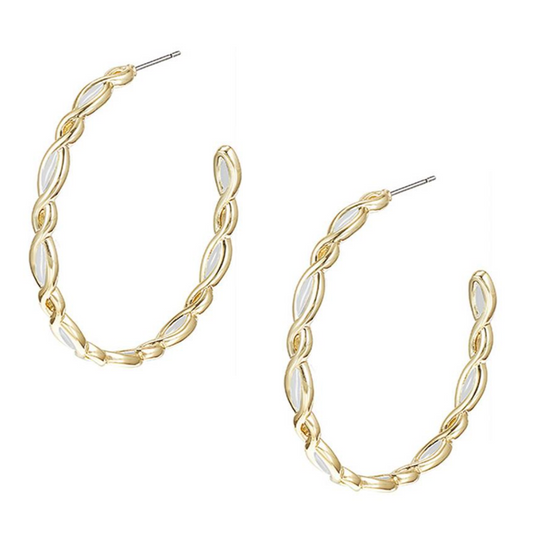 Bloom Hoop Earrings in White Enamel