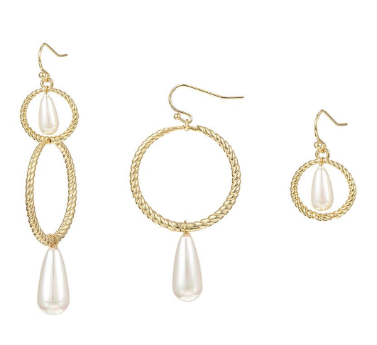 Sea Breeze 3 in 1 Pearl Drop Earrings