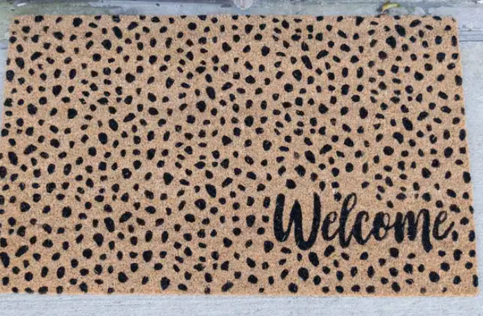 Welcome Cheetah Coir Doormat Natural/Black