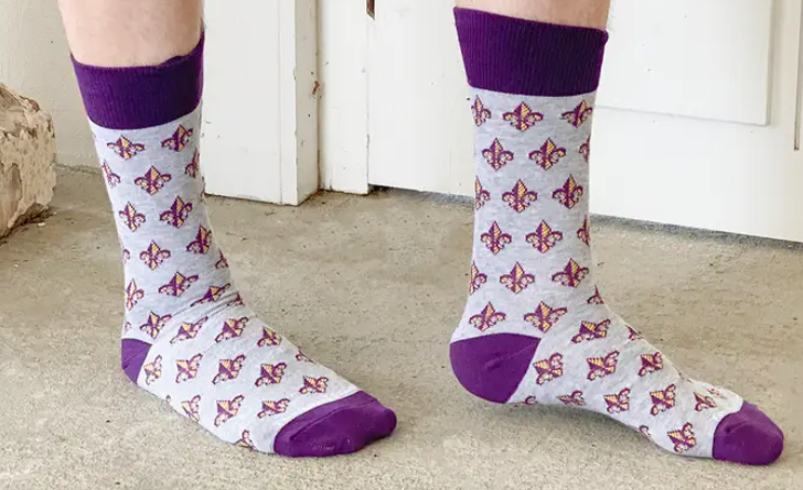 Men's Fleur De Lis Socks Gra/Pur/Yel