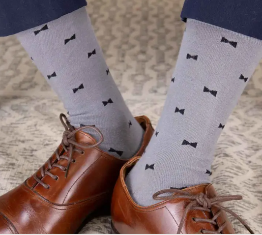 Men's Bowtie Socks Gry/Blk