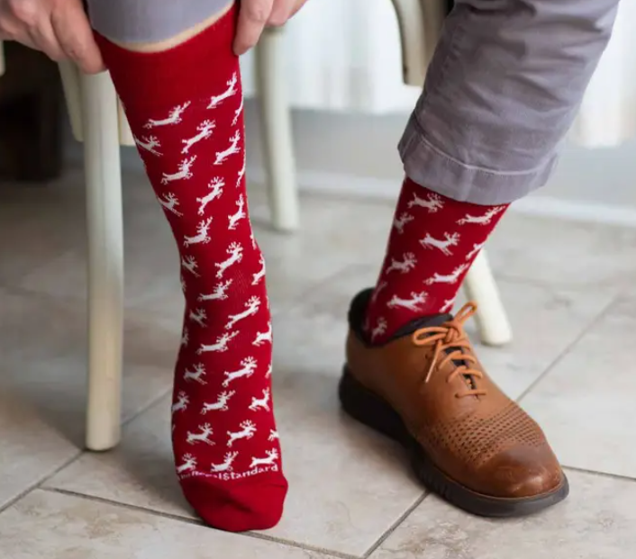 Men's Leaping Deer Socks Red/Wht