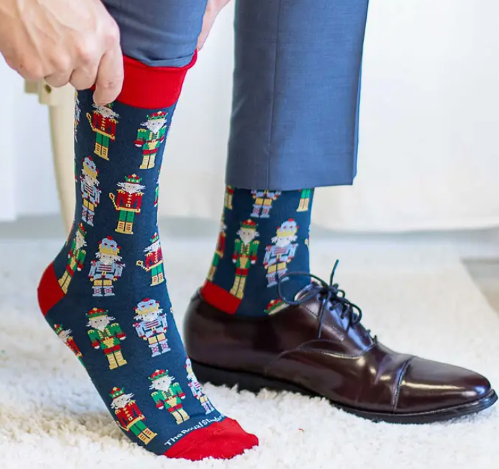 Men's Nutcracker March Socks Navy/Red