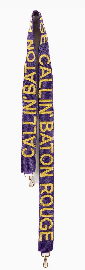 Callin' Baton Rouge Beaded Purse Strap Prl/Yel 44"