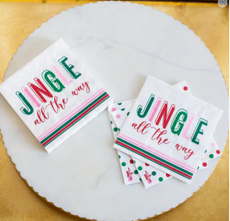 Jingle All the Way Cocktail Napkins White/Multi