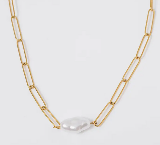 Paperclip Freshwater Pearl Necklace