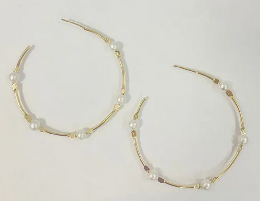 Greta Pearl Hoop - medium