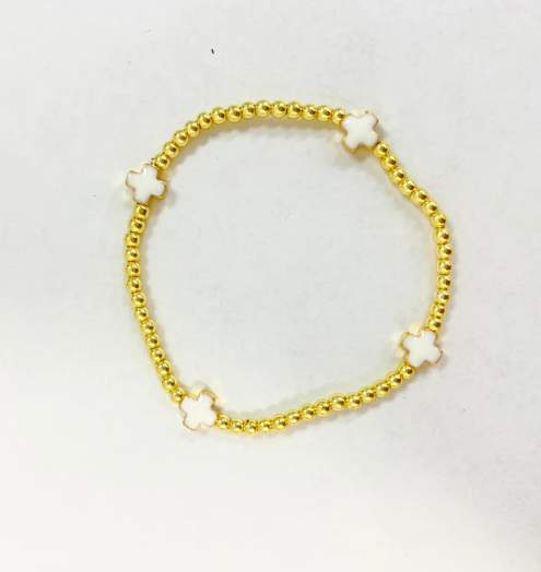 Lucy Cross Bracelet  White