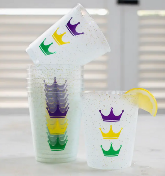 Victoria Crown Party Cups Gold/Purple/Green/Yellow 16oz Set of 10