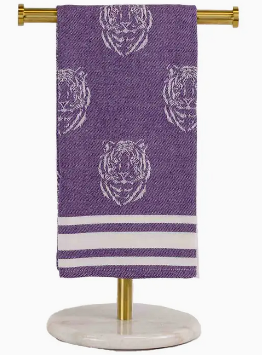 Jacquard Tiger Hand Towel Purple/White