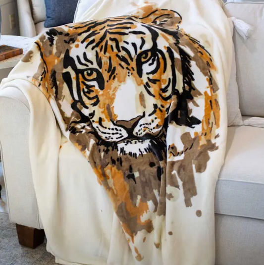 Tiger Love Throw Soft White/Multi