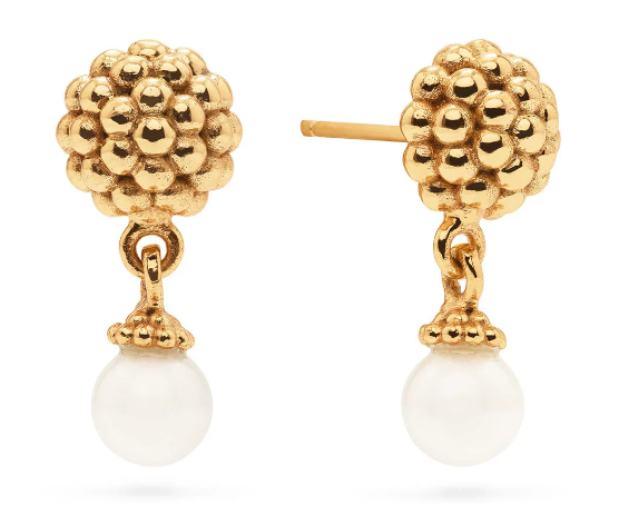 Berry Drop Stud Earrings Pearl