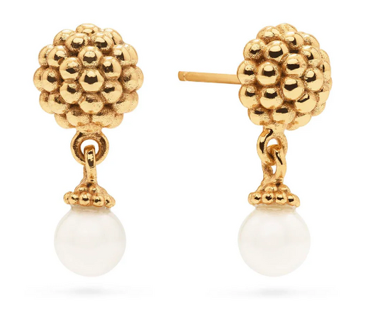 Berry Drop Stud Earrings Pearl