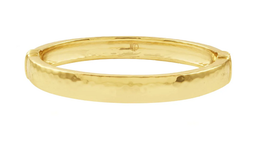 Cleopatra Oval Hinged Bangle in Hammered Gold S/M